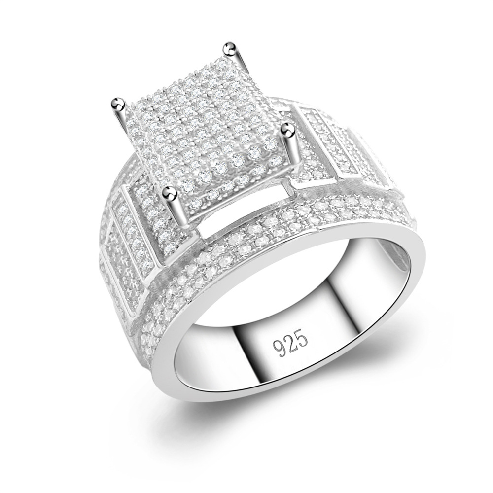 Classic Hip Hop Fire Jewelry Iced Out VVS1 Moissanite Shining Diamond Man Ring