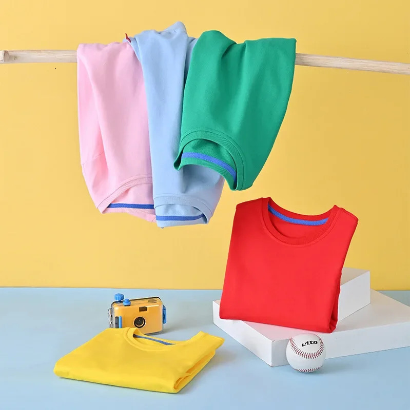 Autumn Solid Color Clothes 2-10Years Childrens Hoodies Sweatshirts Girl Kids White Tshirt Cotton Pullover Tops for Baby Boys 250724