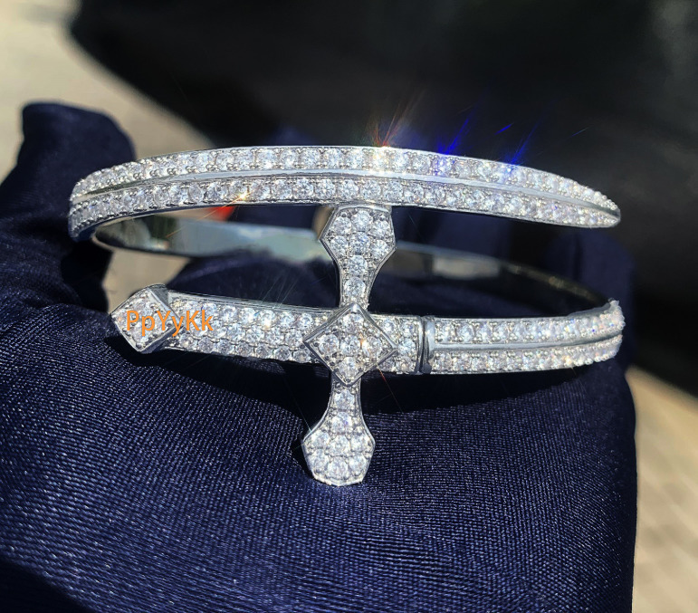 Hip Hop Iced Out Sword of Justice Bracelet Full Bling Trendy luxury Jewelry Diamond Tester Passed