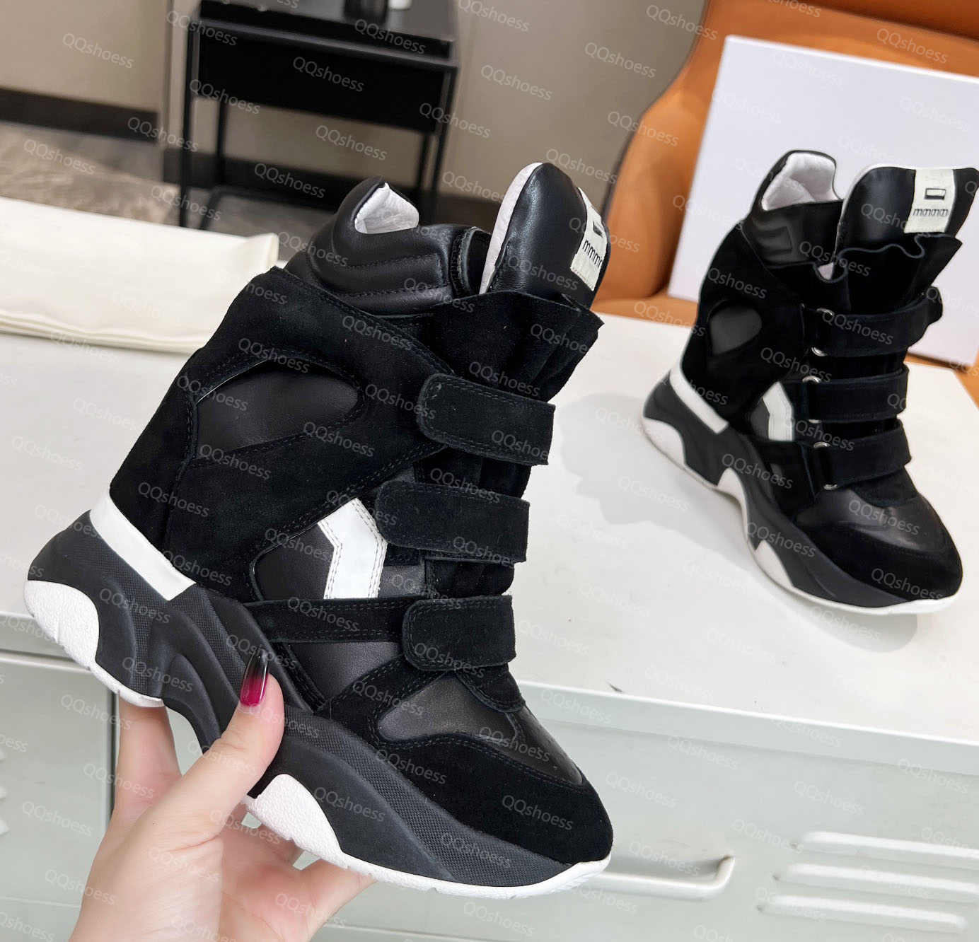 Women Marant Sneakers Designer Suede Wedge Sneakers Top-Quality Luxury High-Top Casual Shoes Leather Runner Training Shoe