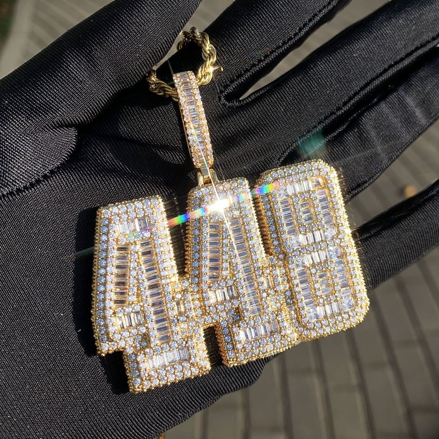 Luxury Moissanite Iced Out Cubed Number 448 Pendant Necklace Hip Hop Individual Diamond Studded Accessory Passes the diamond tester