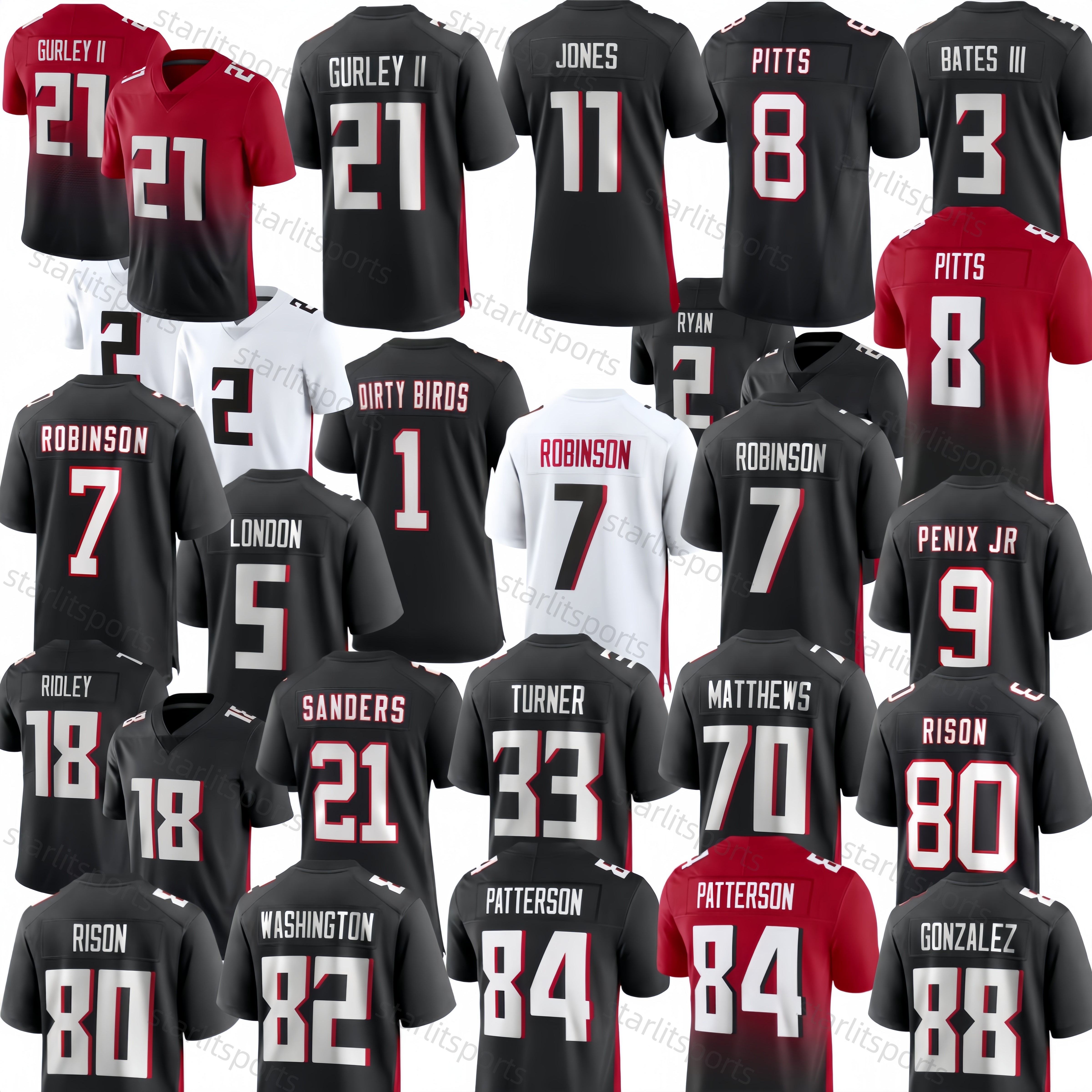 Todd Gurley II Julio Jones Bijan Robinson Kyle Pitts Kirk Cousins Walker Ridley Men/Women/Youth Custom Stitched Any Name Number Short sleeve football Jerseys Wear