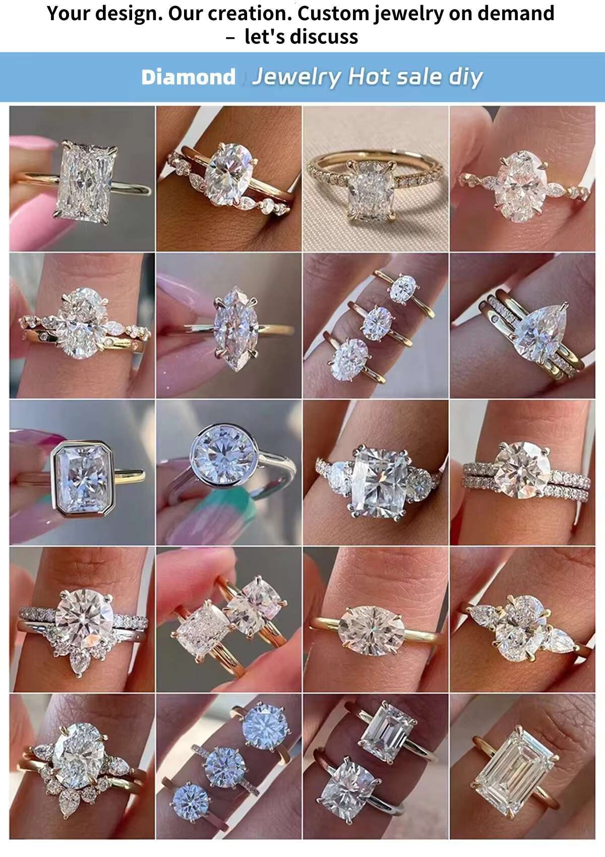 Exquisite Simple yet Sophisticated 14K 18K Gold Set with Moissanite Rings for Ladies Daily Accessories