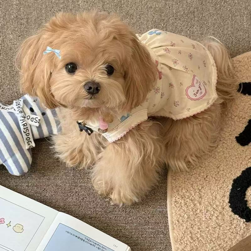 T558 Pet for dogs and cats summer sweet floral vest dress home cute small dog clothes