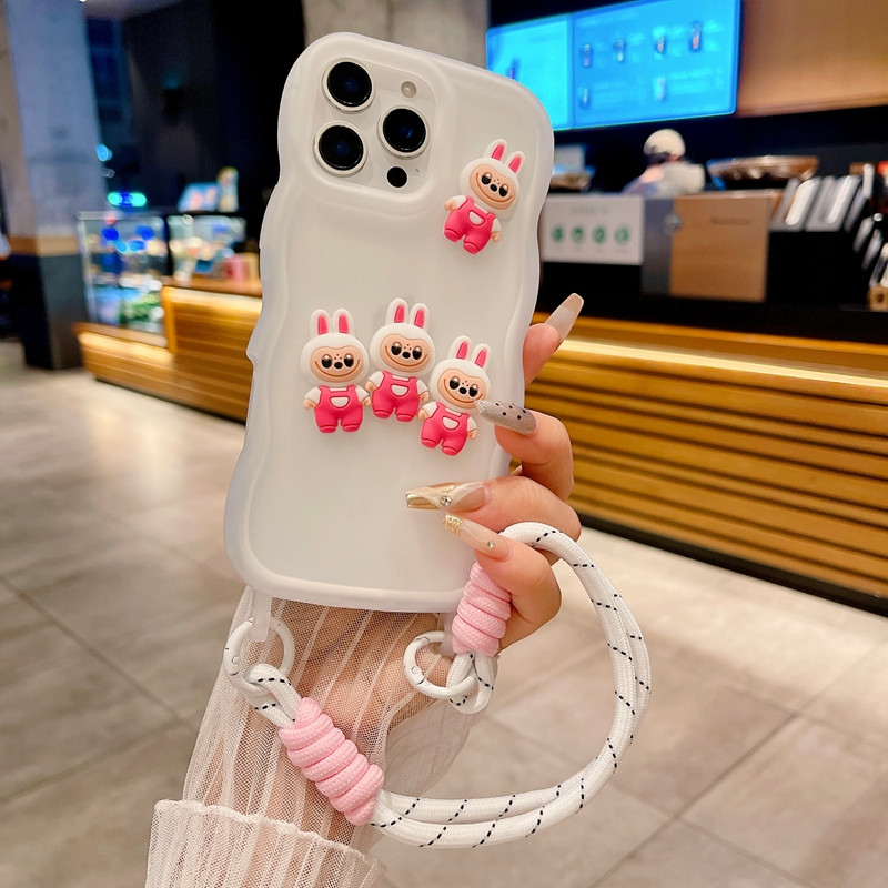 3D Labubu Doll Soft TPU Cases For Iphone 17 Air 16 15 14 Pro Max 13 Samsung S25 Ultra S24 Luxury Fashion Cute Lovely Cartoon Wave Phone Back Skin Cove
