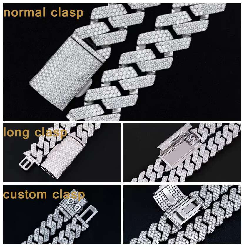 Popular Jewelry Iced Out 925 Sliver Cuban Link High Quality Moissanite Diamond Hip Hop Men Cuban Chain Necklace