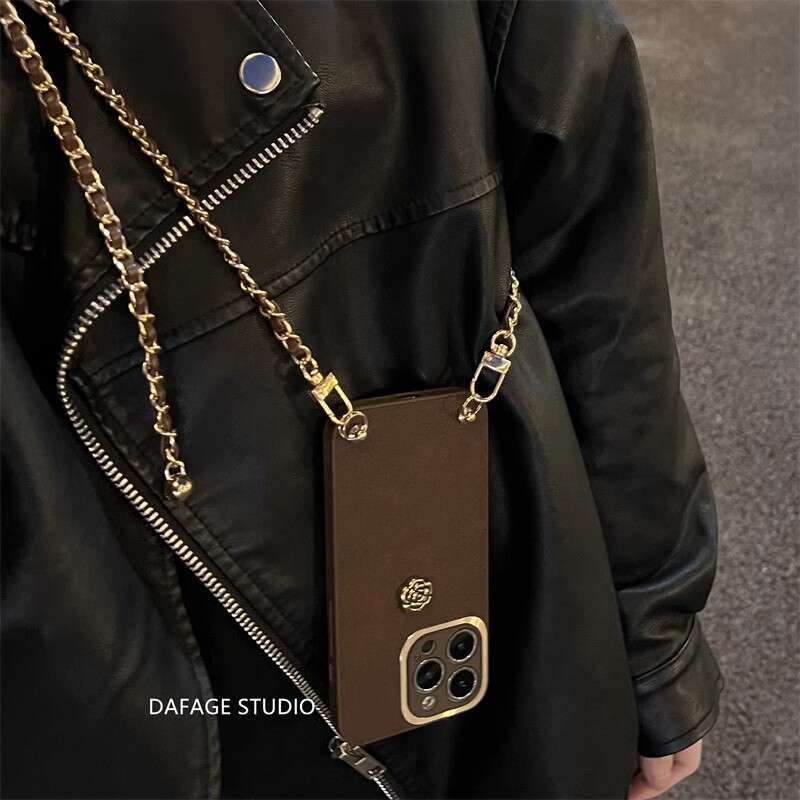 Lanjia- Camellia Golden Ball Suitable For Apple 15 Pro Max Phone Case 12 13 Women Iphone 14 Crossbody 11 Trendy 3127A
