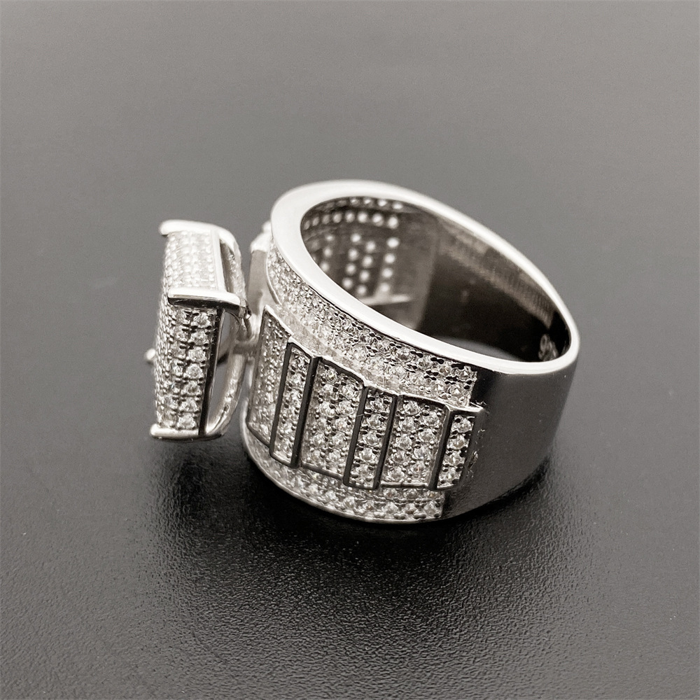 Classic Hip Hop Fire Jewelry Iced Out VVS1 Moissanite Shining Diamond Man Ring