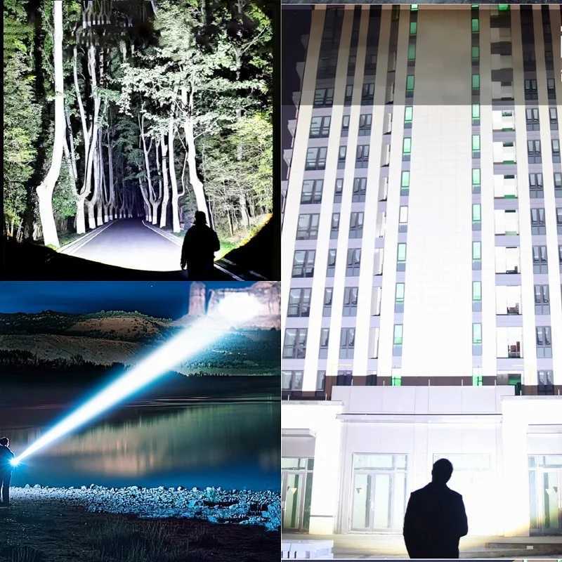 1000000LM High Power LED Flashlight Most Bright Tactical Flashlight Rechargeable Torch Powerful Long Shot 4000m Lamp for Hunting W250701