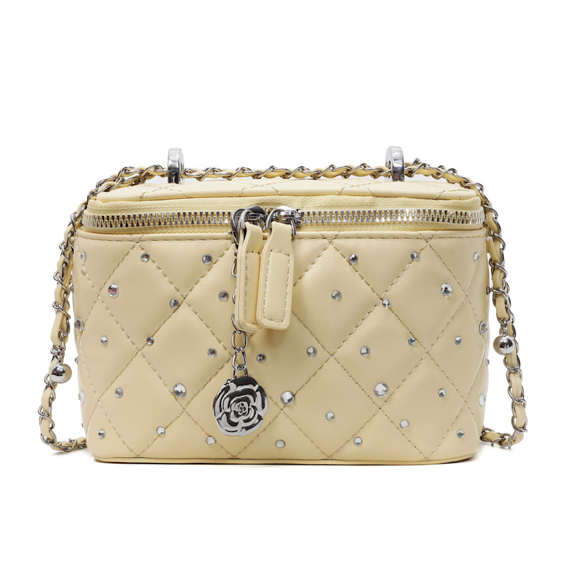 High end crossbody small square bag for women 2025 summer new style diamond grid chain simple single shoulder bag