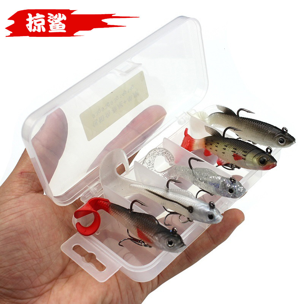 Lure 5 Pieces Boxed Lead Wrapped Set 9.3g/14g T Tail Soft Fish Bait