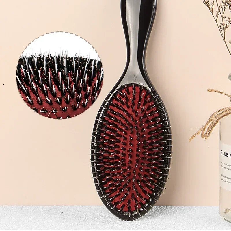 Oval Boar Bristle Nylon Hair Comb Mini Scalp Massage Comb Hairbrush Salon Hair Care Brush Styling Tool Detangling hair brush 250625