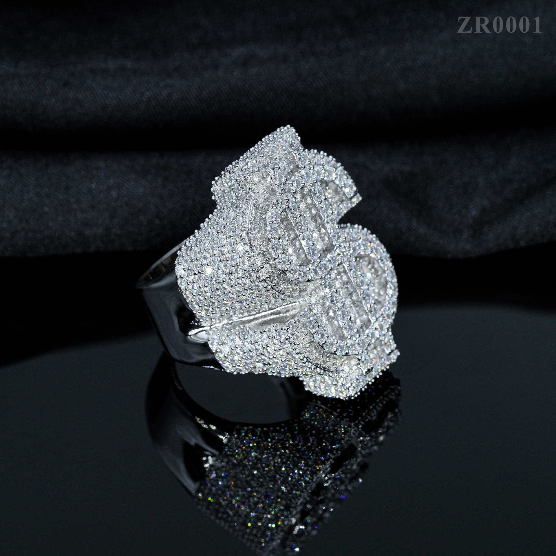 Hot Selling GRA Certificate High Quality 925 Silver Gold Plated Fine Jewelry Iced Out Hip Hop Ring Moissanite Dollar Ring