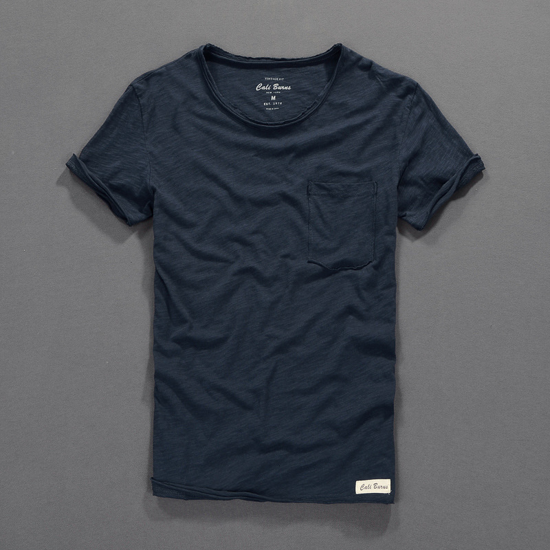 Minimalist Casual Mens Summer New Bamboo Cotton Mens T-Shirt Thin Cotton Solid Color Short Sleeve T-Shirt 210726