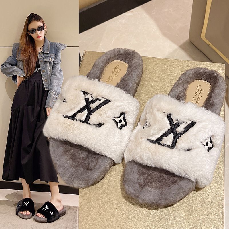 Free shipping designer cotton sandals new fur slippers autumn winter indoor household cotton slippers for warmth thick bottom plush slippers