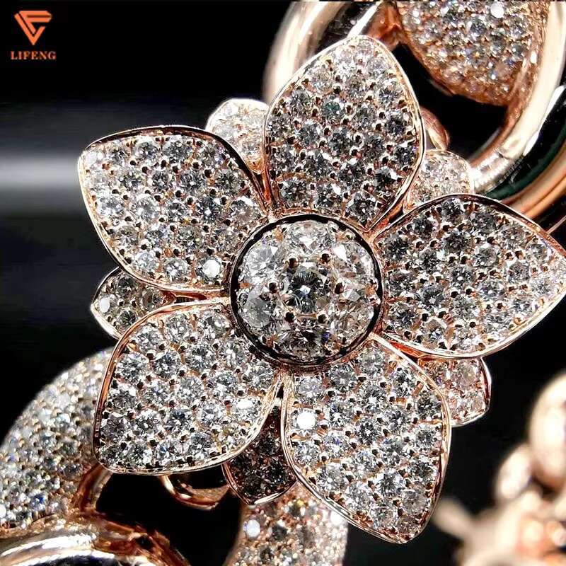 Lifeng Jewelry Custom Vvs Moissanite Cuban Link Chain 925 Sterling Silver Cross Infinity Rose Gold Plated Flower Necklace