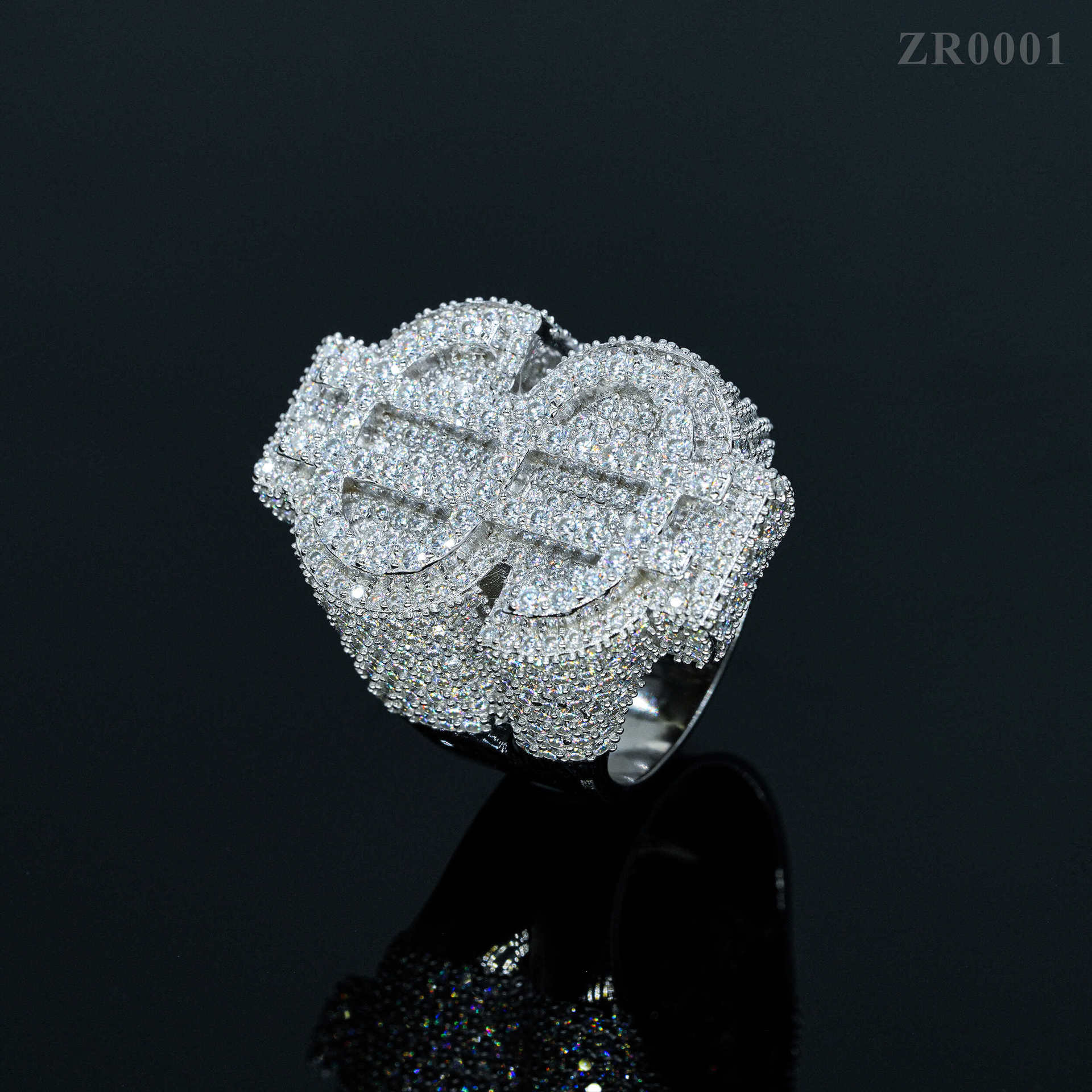 Hot Selling GRA Certificate High Quality 925 Silver Gold Plated Fine Jewelry Iced Out Hip Hop Ring Moissanite Dollar Ring