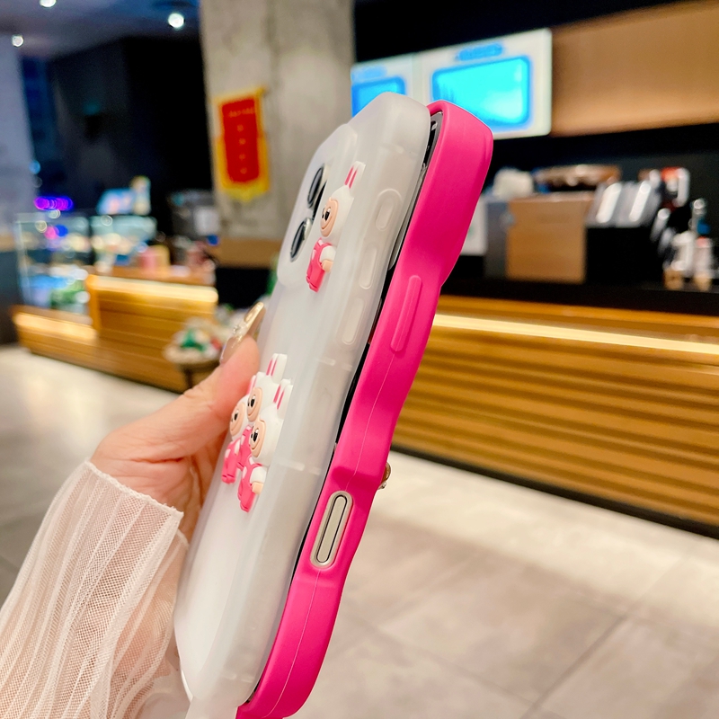3D Labubu Doll Soft TPU Cases For Iphone 17 Air 16 15 14 Pro Max 13 Samsung S25 Ultra S24 Luxury Fashion Cute Lovely Cartoon Wave Phone Back Skin Cove