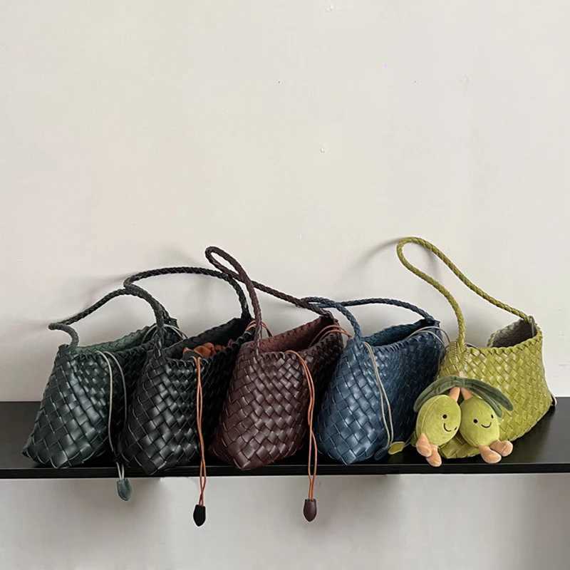 PU Hand-Woven Mens Bag Vegetable Basket Sailboat Bucket Bag Casual Shoulder Bag Y250626