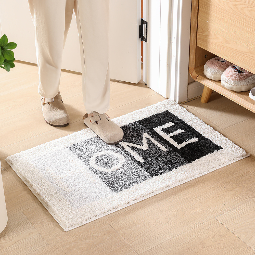 Flocked carpet Art for Bedroom Living Room Retro Rainbow Fluffy Anti-slip Bath Bathroom Rug Nonslip Mat Home Decor M260207