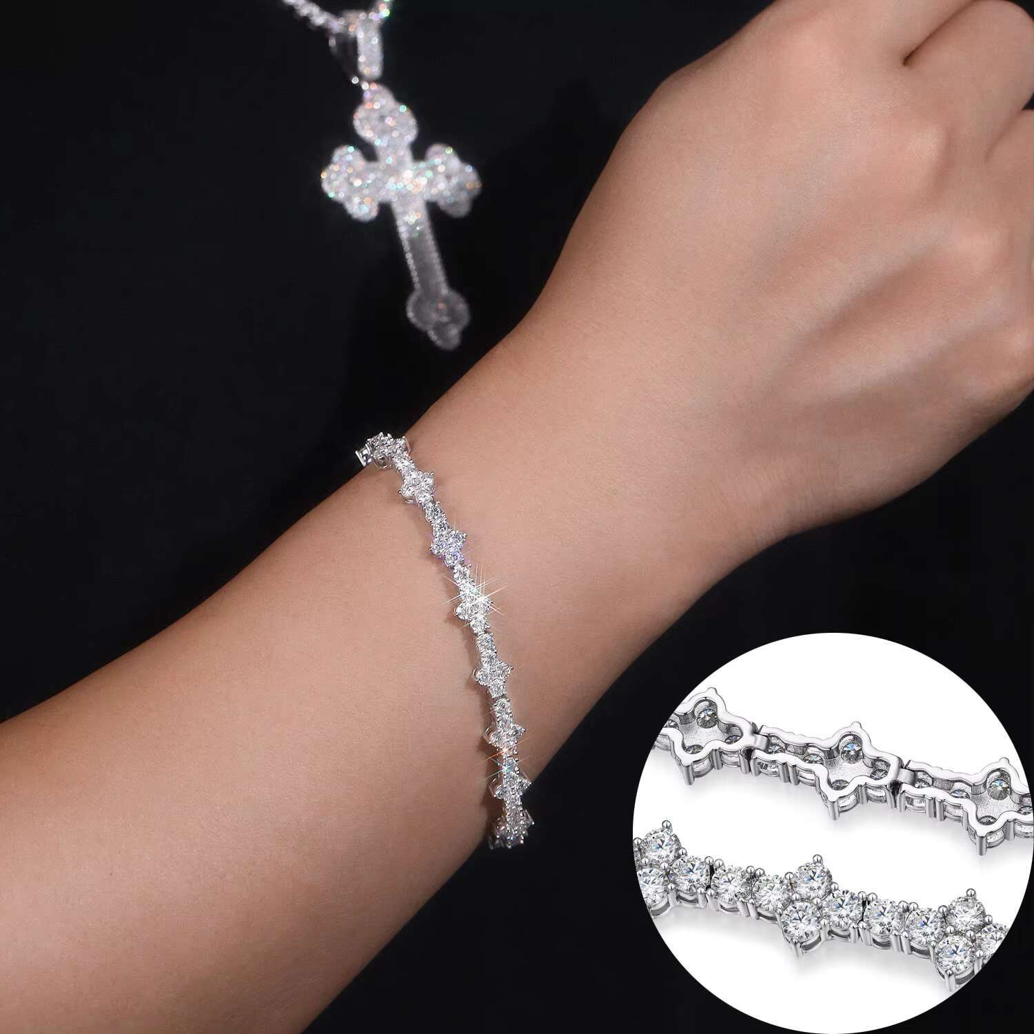 Moissanite Tennis Bracelet 18k White Gold Plated 925 Silver 3mm D VVS GRA Round Cut Women Men Gift Birthday Anniversary Bracelet