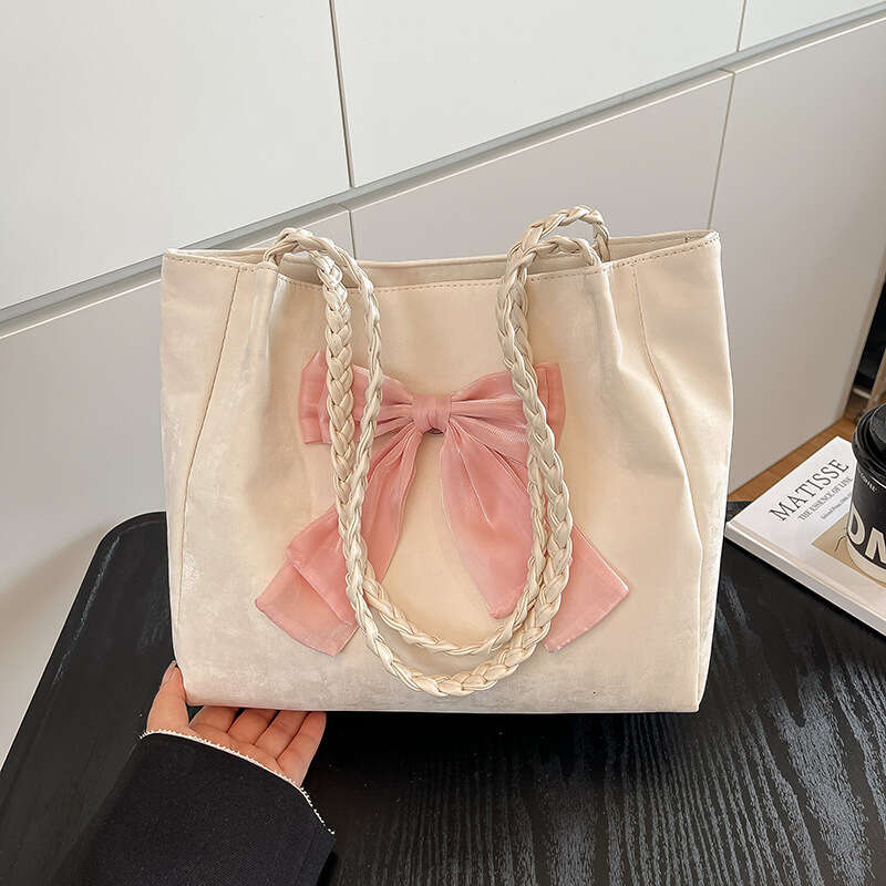 Sweet Bowknot Large Capacity Tote 2025 New Casual Relaxed Soft Commuter Handbag Free shipping Shoulder Bag