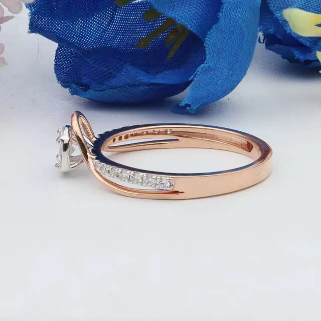 14k Rose Gold Lab Grown Diamond Engagement Ring Unique Split Shank Solitaire Dainty Classic Style IGI Certified for Wedding