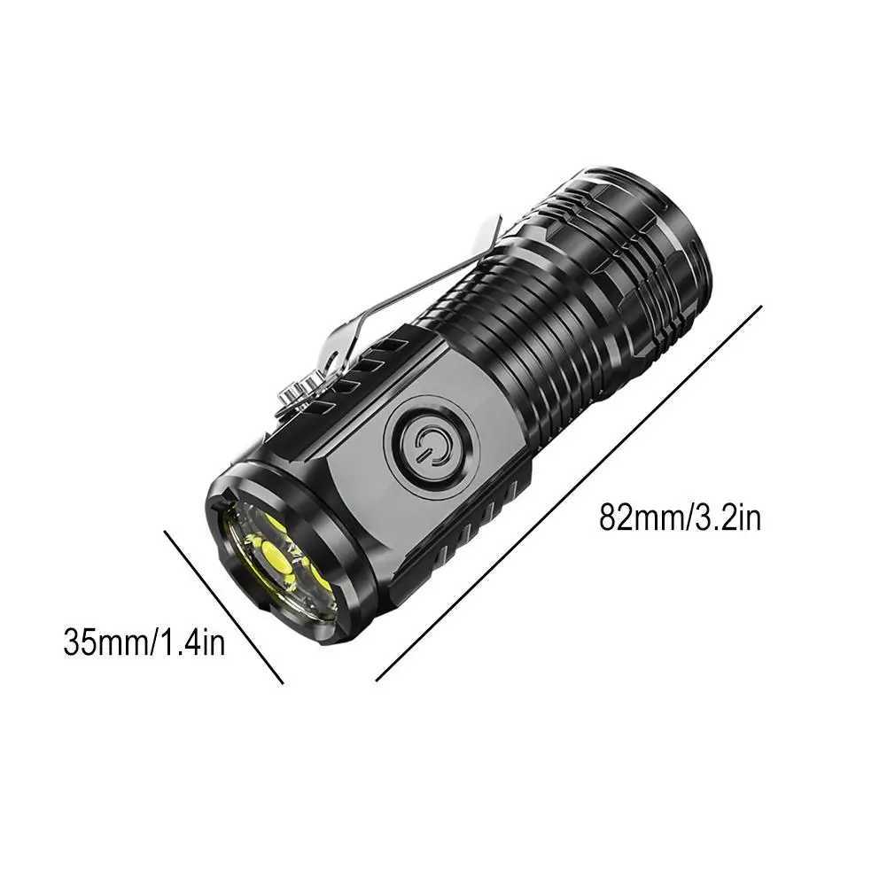 Powerful 3LED Super Bright Flashlight Portable Mini Burst Flash Torch Rechargeable Emergency Spotlight with Pen Clip Tail Magnet W250701