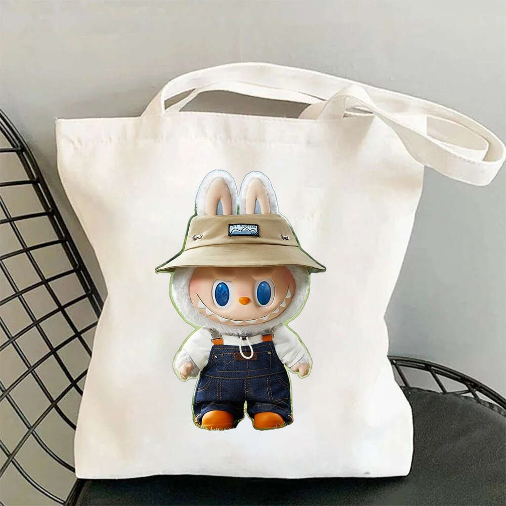 Free shipping Cute Labubu Canvas College Students Ins Fashion Single Shoulder for Women Large Capacity Crossbody Bag