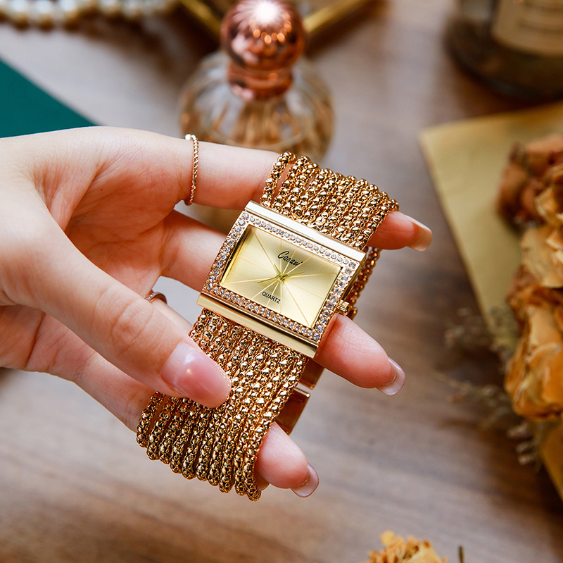 Sophisticated Ladys Jewelry-Watch Hybrid Featuring Shimmering Stones & Sleek Design