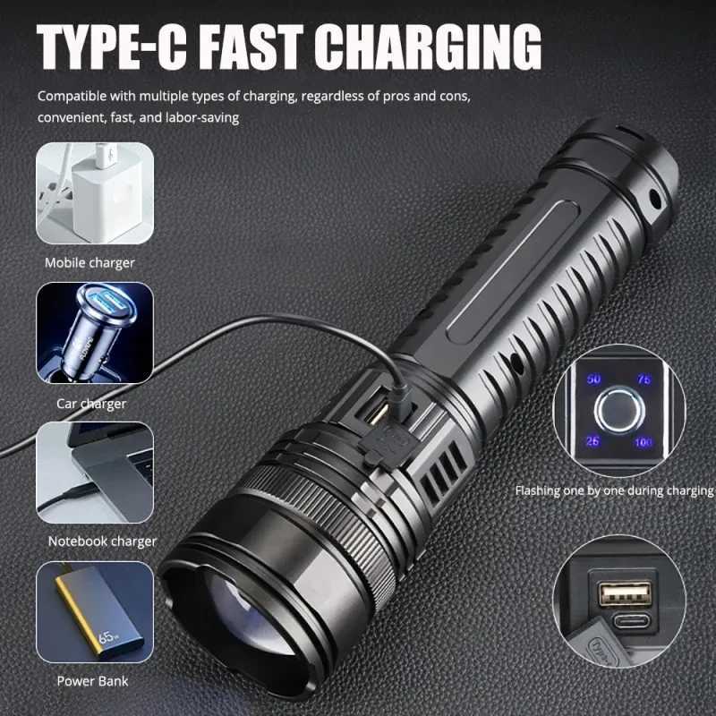 2000W.990000000LM Ultra Bright Torch Built-in 1500mah Flash Light Emergency Spotlights Long 15000M Most Powerful LED Flashlights W250701