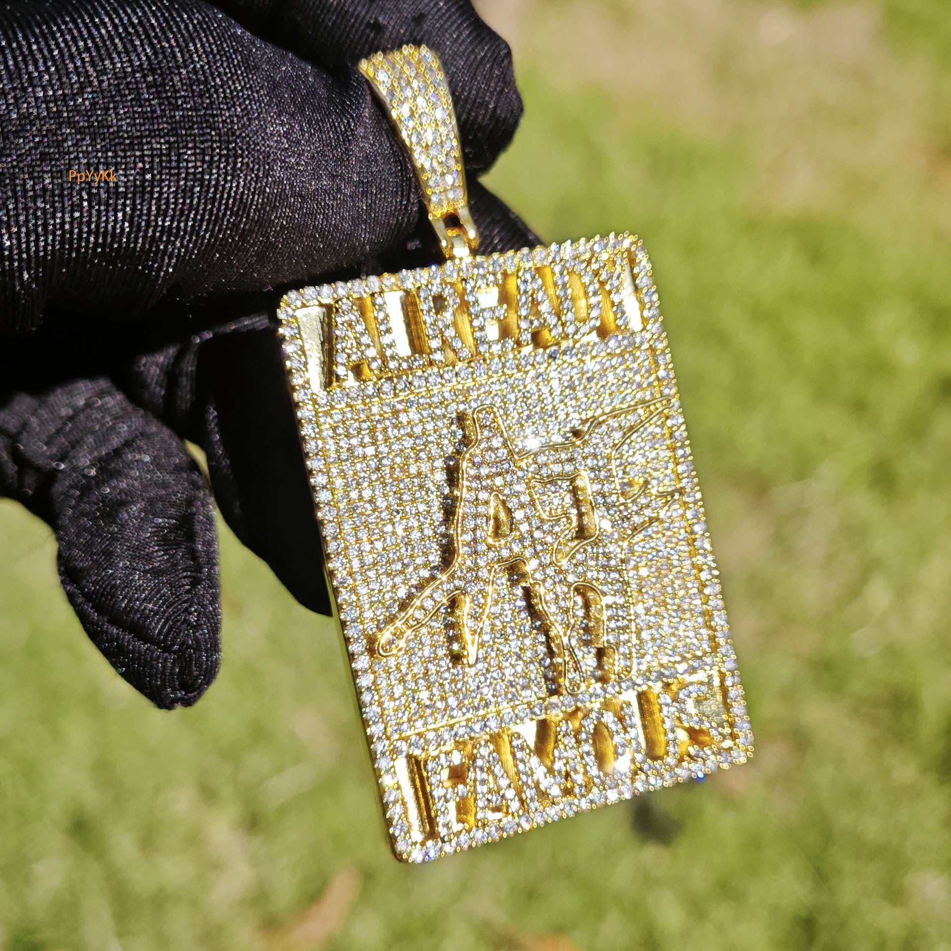 Luxury VVS Moissanite New Streetwear Brand Iced Out Dog Tag Letter Pendant Real Gold Electroplated Full Iced Out Hip Hop Individual Versatile Accessor
