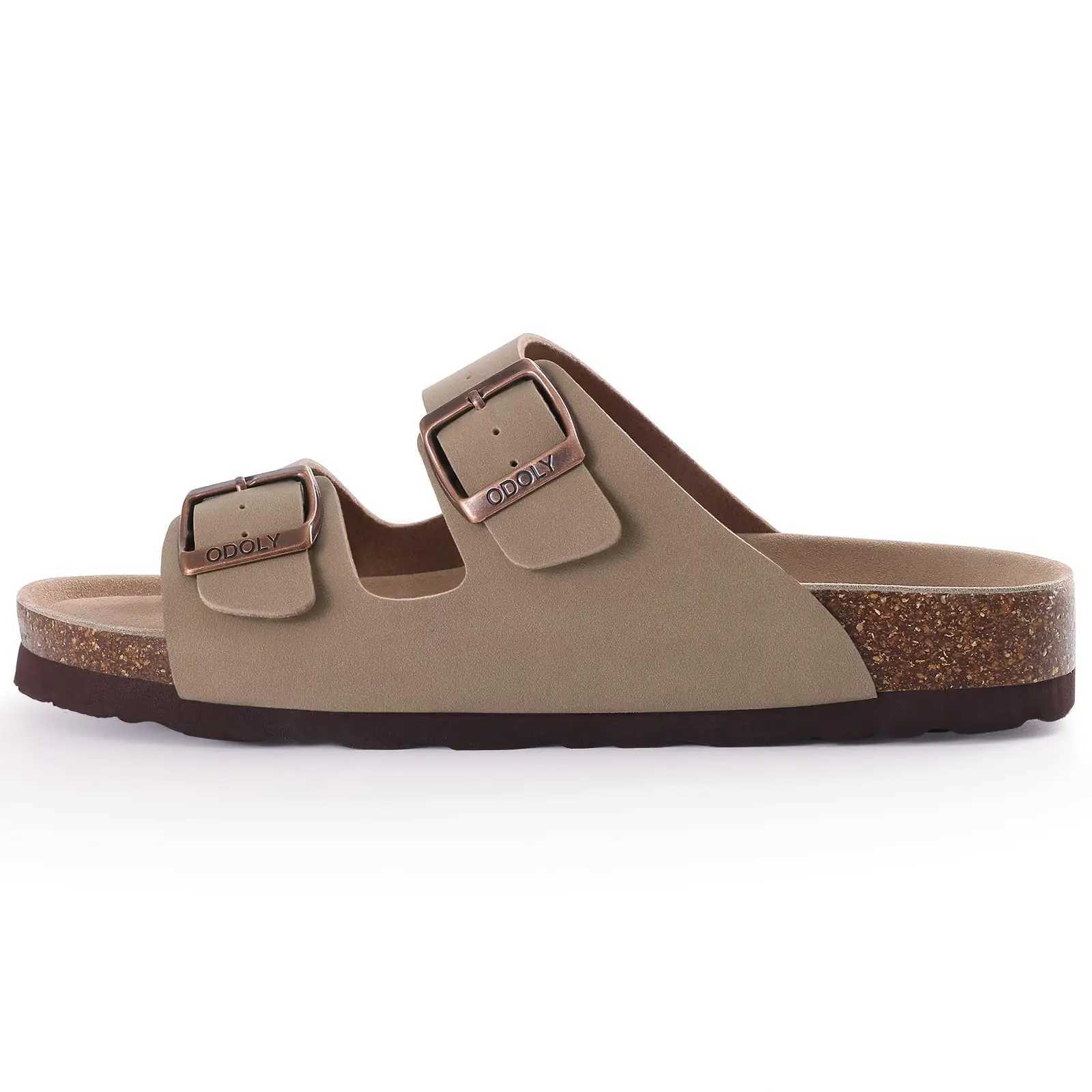 Shevalues Men Classic Leather Sandals Fion Double Outdoor Beach Shoes Comfort Unisex Cork Footbed Slippers With Arch Support Y250626