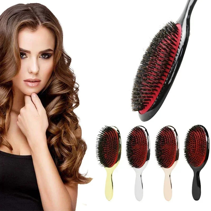 Oval Boar Bristle Nylon Hair Comb Mini Scalp Massage Comb Hairbrush Salon Hair Care Brush Styling Tool Detangling hair brush 250625