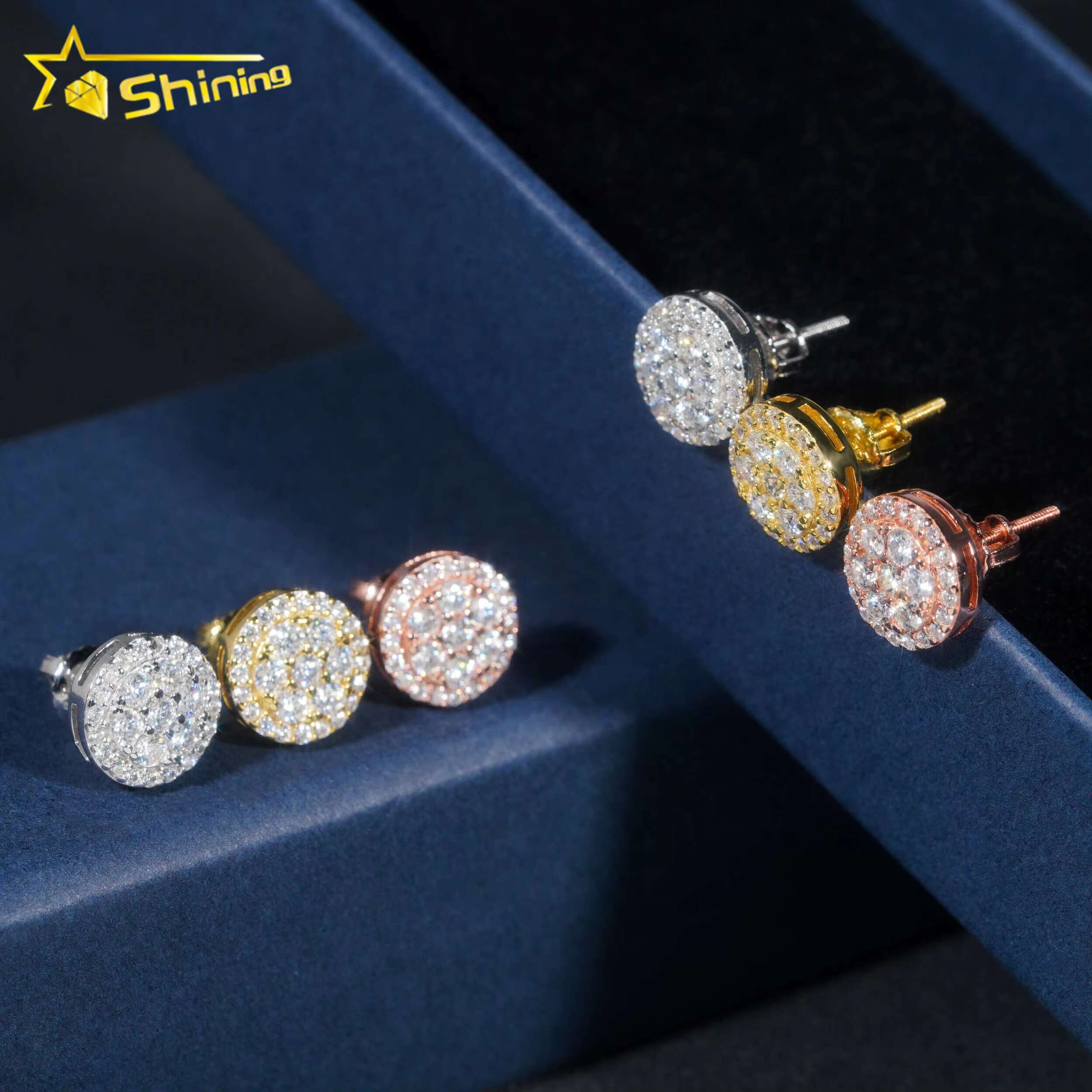 Gra Certificate Pass Diamond Tester Iced Out Hip Hop Jewelry Popular 925 Sterling Silver VVS Moissanite Stud Earrings