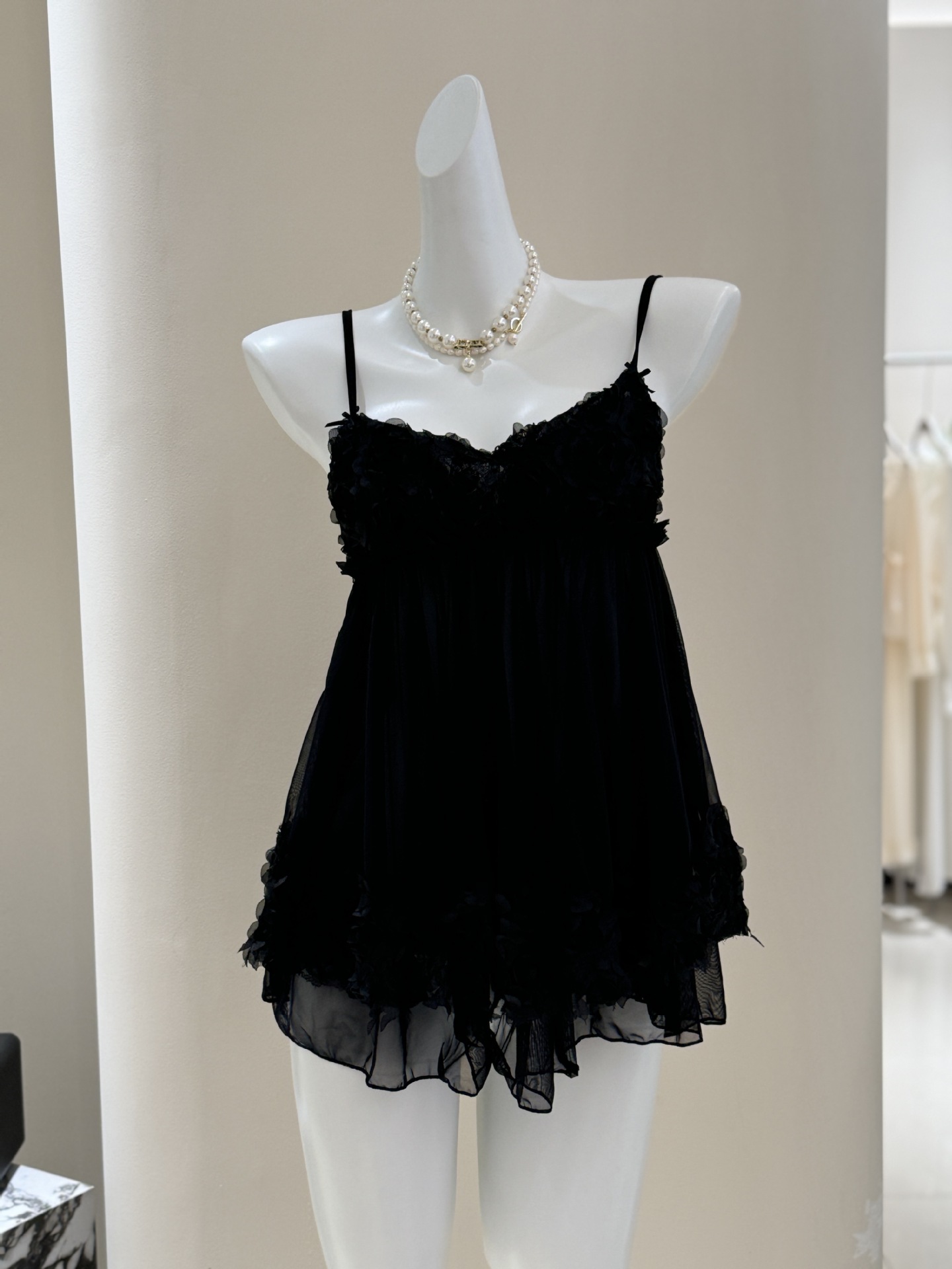 B935-Suspender Nightdress Cute Sweet Lace Mesh Sexy Morning Robe Fairy Pajamas Home Clothes