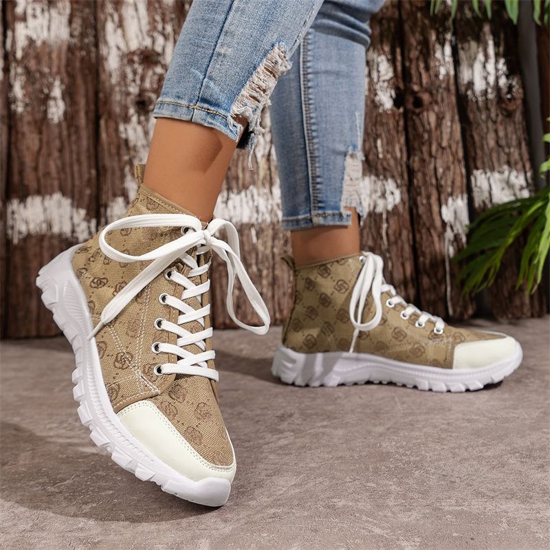 Designer Casual Free Shipping 2025 New Round Toe High Top Canvas Lace Up Shoes For Men Women