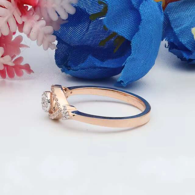 Lab Grown Diamond Minimal Ring14k Rose Gold Protection Ring Good Luck Symbol Diamond Ring Third Eye Everyday Ring