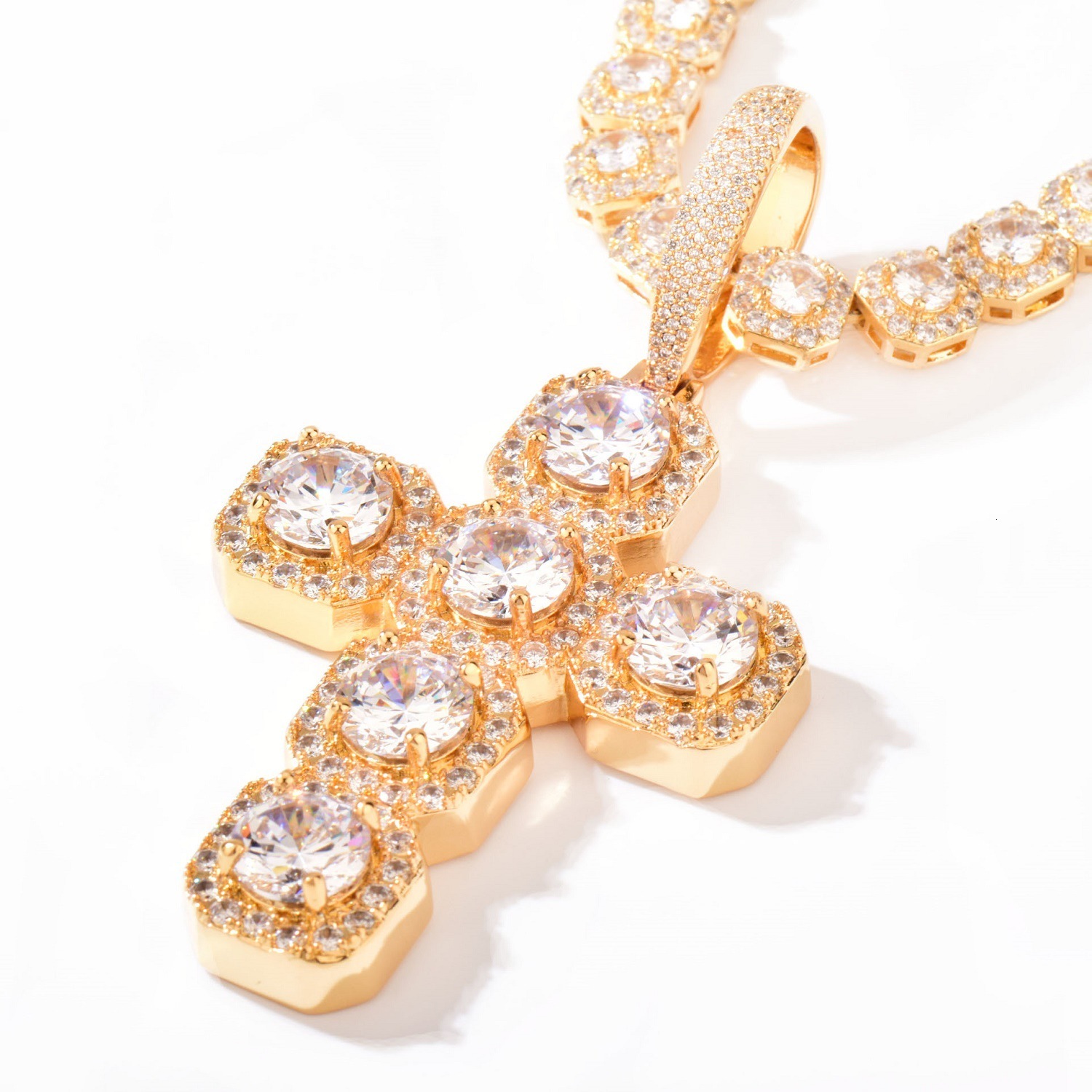 VVS Moissanite Jewelry Hip Hop Iced Out Cross Necklace Punk Personalized Unisex Couple Pendant Accessory Passes the Diamond Tester