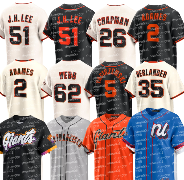 Men women Baseball Jersey Rafael Devers Matt Williams Jung Hoo Lee Mike Yastrzemski Logan Webb Matt Chapman Luis Matos Willy Adames Wilmer Flores Justin Verlander