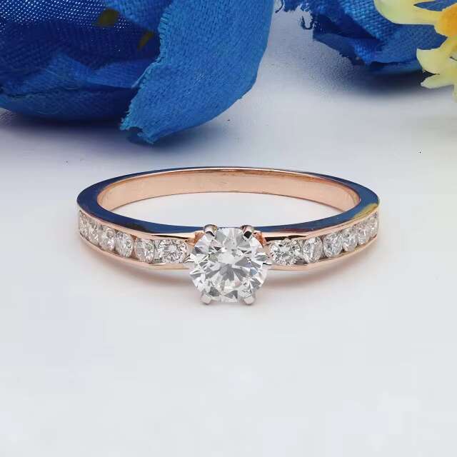 14k Rose Gold Round Cut Lab Grown Diamond Ring Minimal Diamond Ring Gold Promise Ring Vintage Style Ring