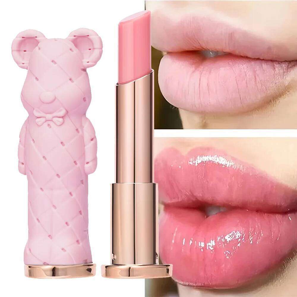 BEAUTY GLAZED Pink Bear Long Lasting Moisturizing Waterproof Lip Balm Natural Formula Repairs Dry Lips Makeup free shipping