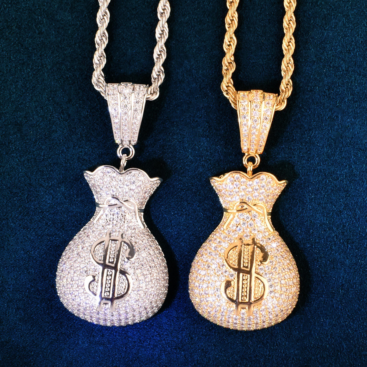 Hot-Selling Hip Hop Iced Out Money Bag Pendant Men's Streetwear Brand Exquisite VVS Moissanite Jewelry Passes the Diamond Tester