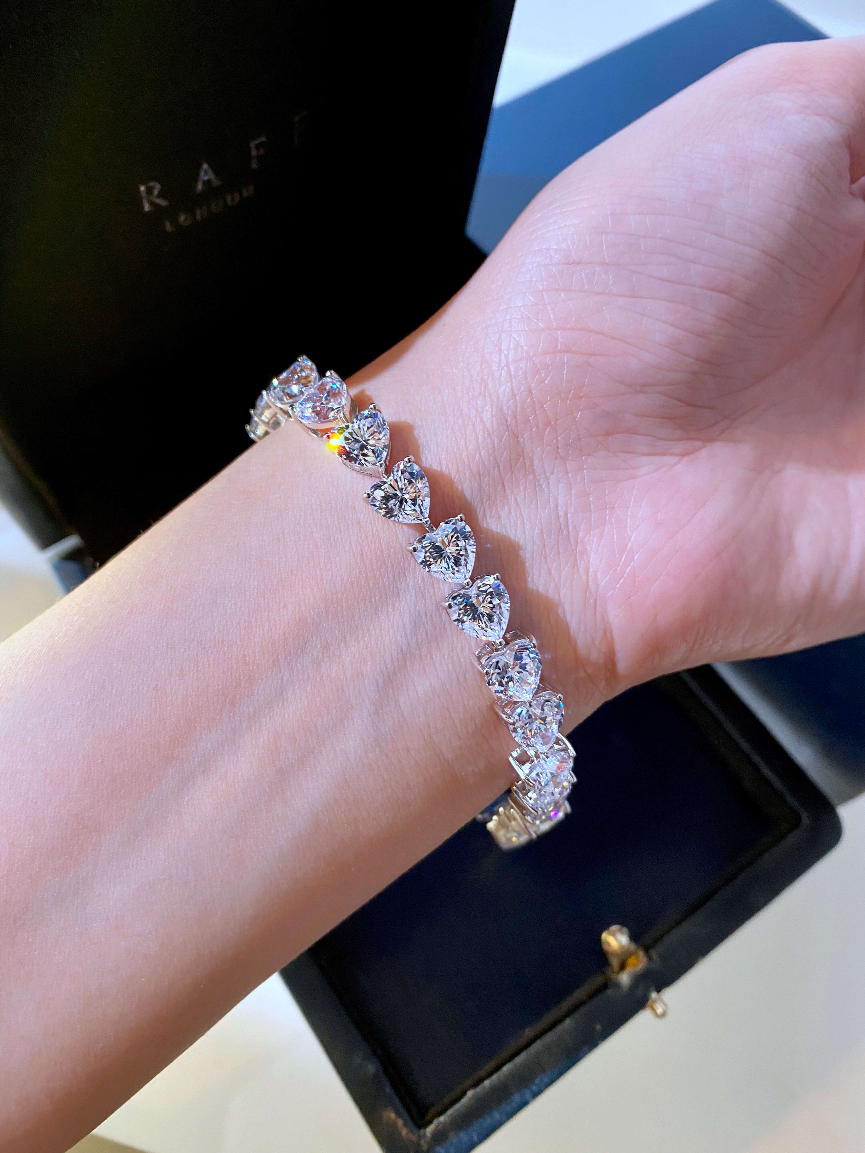 Fine Jewelry 925 Silver 18K White Gold Plated Moissanite Bracelets 4mm 7mm Heart Cut GRA Moissanite Charm Bracelet