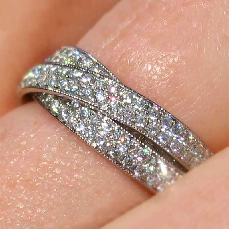 CAOSHI Custom High Quality Exquisite Paved Full Imitated Moissanite Cross Design Finger Band Rings for Silver Plated Rings Women
