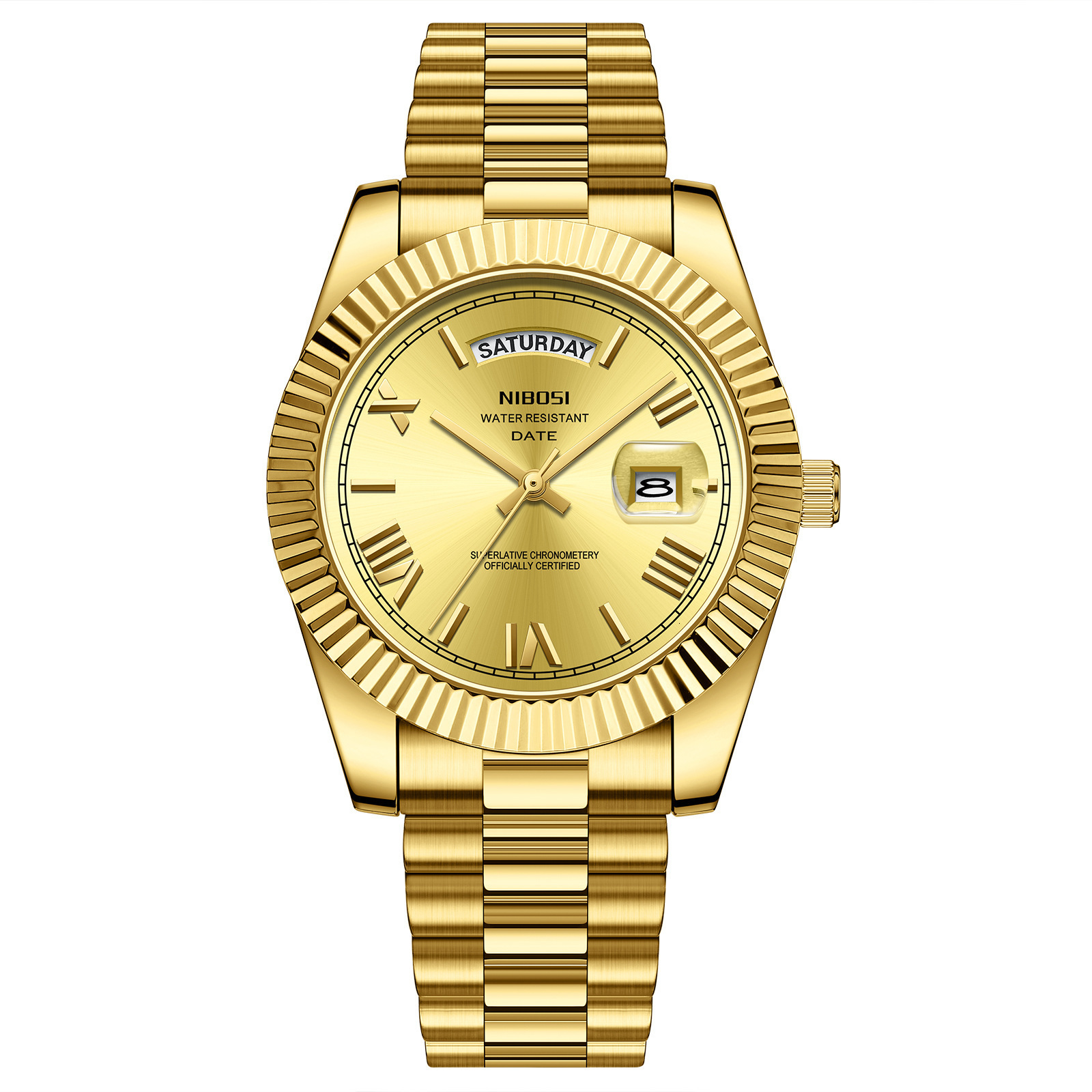 Complete Eastern Arabic Edition Day Date Stainless Steel Case Watchband Japan Quartz Movement Waterproof 250320