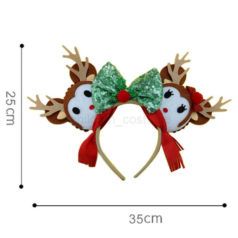Disney Christmas Mickey Mouse Ears Headbands Festival Carnival Party Hair Headwear For Baby Girls Women Headband Kids Accessories W250625