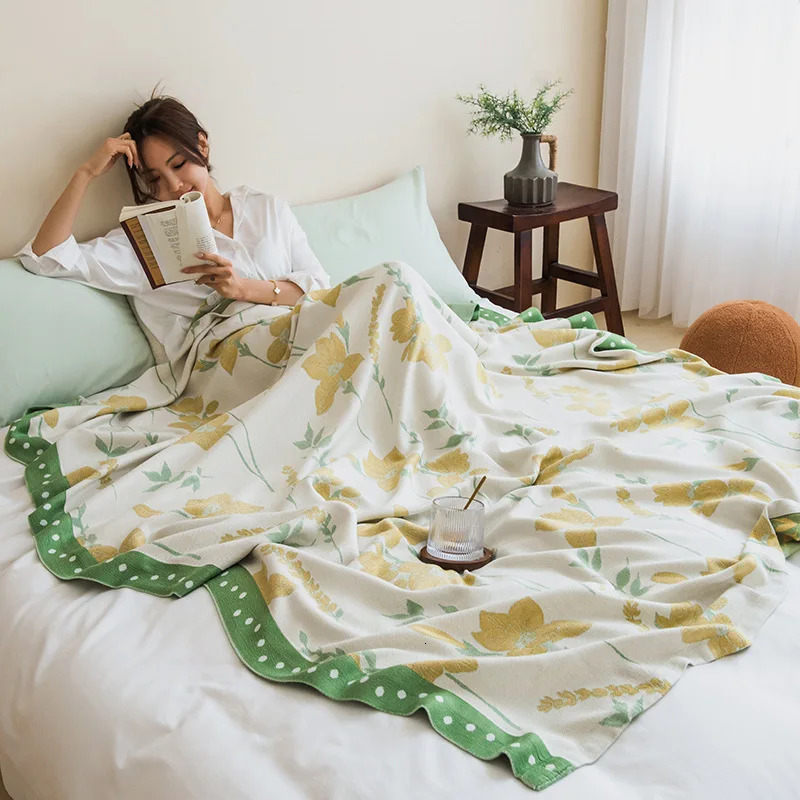 Lanjia Bamboo Fiber Blanket Gauze Towel Adult Summer Thin Cool Quilt D D