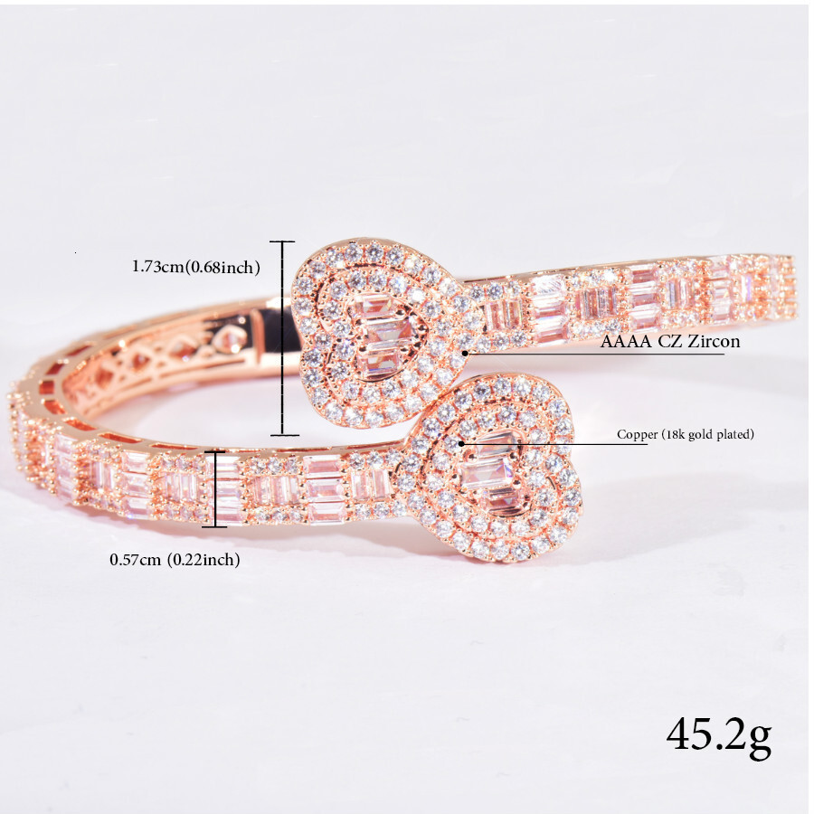 Hip Hop Iced Out Heart Shape Bracelet Moissanite Bling Bling No Spring Clasp Luxury Trendy Unique Statement Jewelry Passes the diamond tester