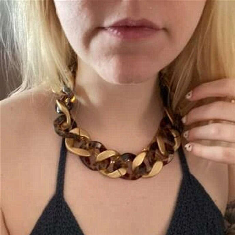 DHCollections Bold Leopard Print Acrylic Chain Earrings Lightweight Statement Dangle Earrings for Women